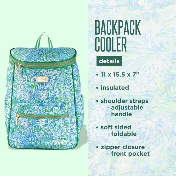 NWT Lilly Pulitzer Large Capacity Insulated Backpack Cooler Dandy Lions Preppy main image 8